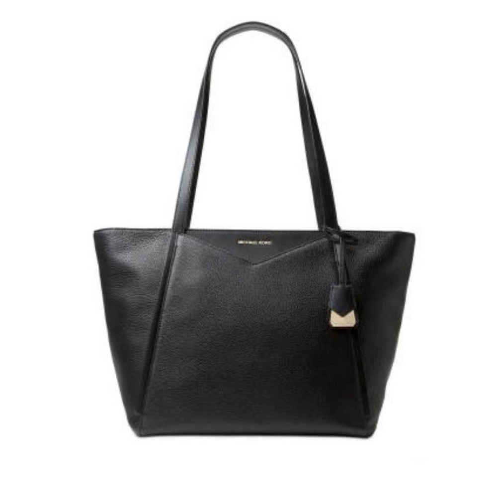 MICHAEL KORS Whitney Large Leather Tote Bag - BLACK (Gold Hardware)